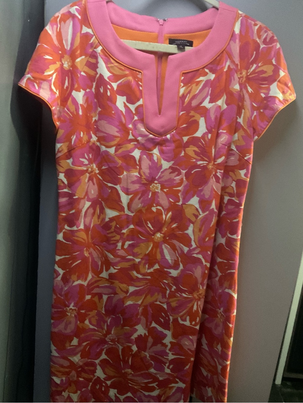 Tahari Pink & Orange Floral Sheath Dress